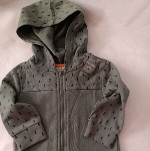 Green Hooded Baby Jacket with Black Dots Set